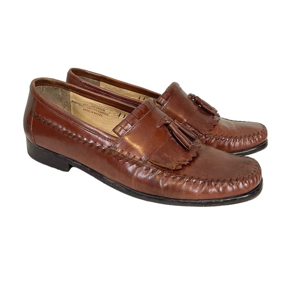Florsheim Pisa Cognac Men's Brown Leather Tassel Loafers Shoes Size 11 - Picture 1 of 10